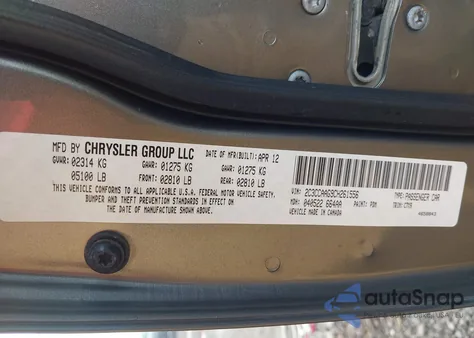 2012 Chrysler 300 z USA, uszkodzony, nr VIN 2C3CCAAG9CH261556